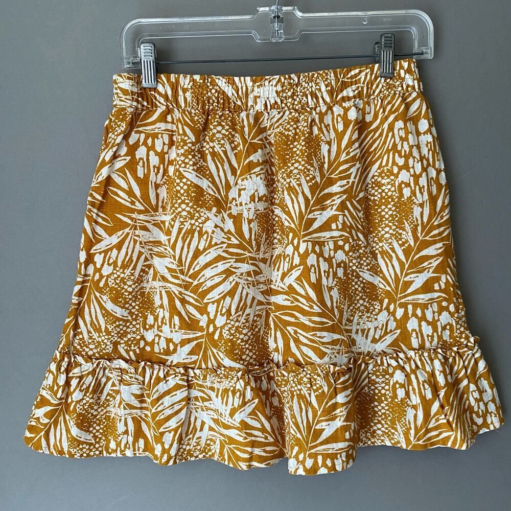 Christian Siriano sz S gold 100% linen boho‎ mini skirt - Picture 6 of 8
